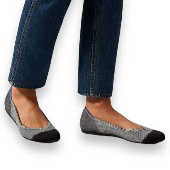 Rothy's The Flat Grey Mist Captoe Knit Slip On Ballet Flats Womens US 12.5