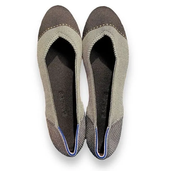 Rothy's The Flat Grey Mist Captoe Knit Slip On Ballet Flats Womens US 12.5