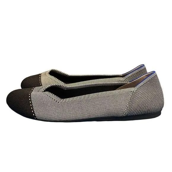Rothy's The Flat Grey Mist Captoe Knit Slip On Ballet Flats Womens US 12.5