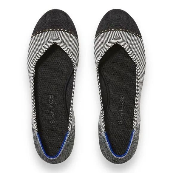 Rothy's The Flat Grey Mist Captoe Knit Slip On Ballet Flats Womens US 12.5