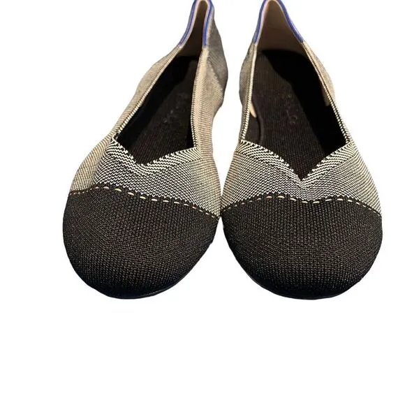 Rothy's The Flat Grey Mist Captoe Knit Slip On Ballet Flats Womens US 12.5