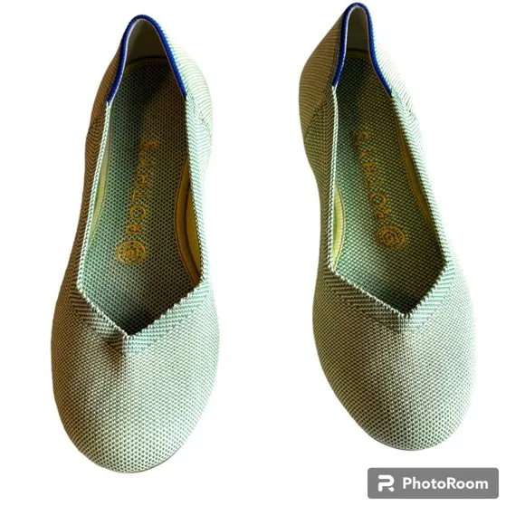 Rothy's The Flat Round Toe Slip on in Retired color Mint Green sz 7