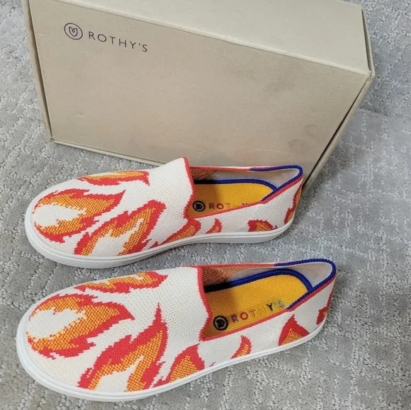 Rothy's The Kid Flames Slip On Flat Sneakers Little and Big Kid US Size 12, 4