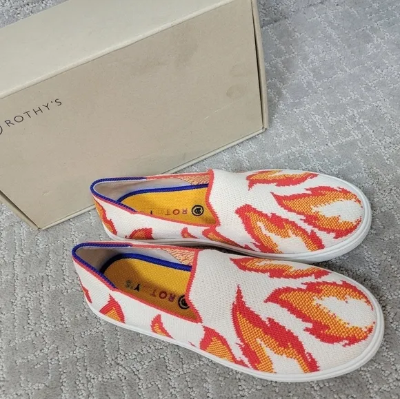 Rothy's The Kid Flames Slip On Flat Sneakers Little and Big Kid US Size 12, 4