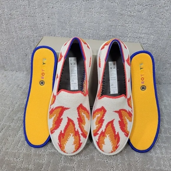 Rothy's The Kid Flames Slip On Flat Sneakers Little and Big Kid US Size 12, 4