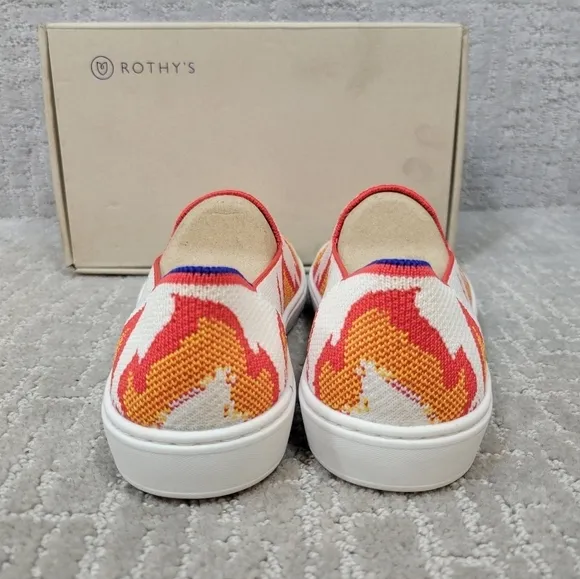 Rothy's The Kid Flames Slip On Flat Sneakers Little and Big Kid US Size 12, 4