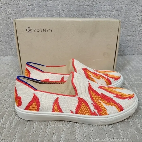 Rothy's The Kid Flames Slip On Flat Sneakers Little and Big Kid US Size 12, 4