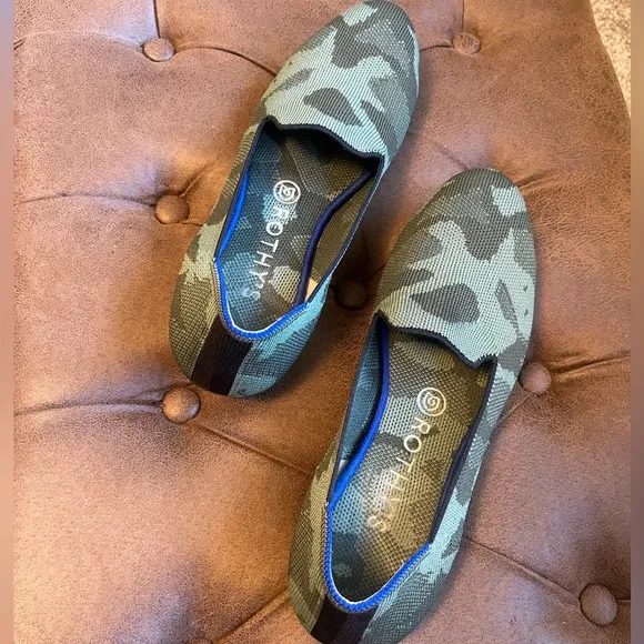 Rothy’s The Loafer Olive Green Camo Loafers, 8
