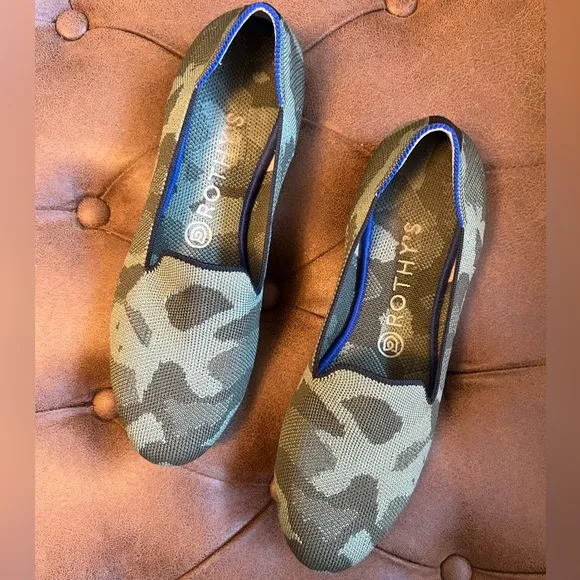 Rothy’s The Loafer Olive Green Camo Loafers, 8