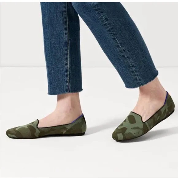 Rothy’s The Loafer Olive Green Camo Loafers, 8