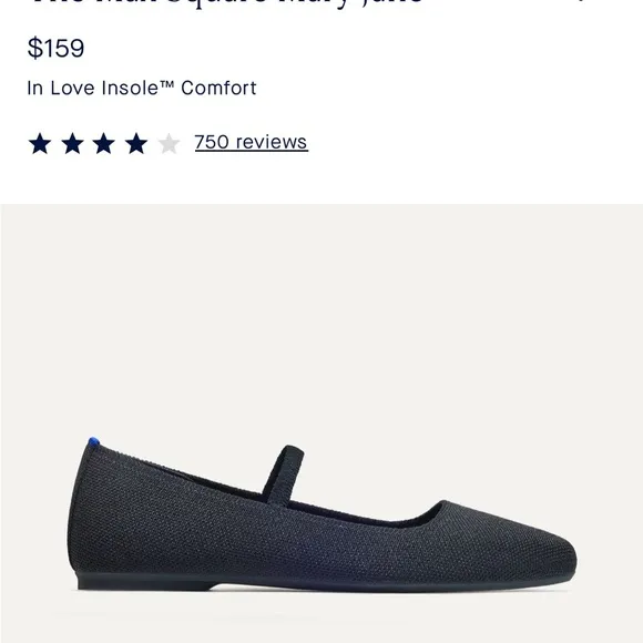 Rothy's The Max Black Square Mary Jane Flats with In Love Insole Size 9.5 NWOT