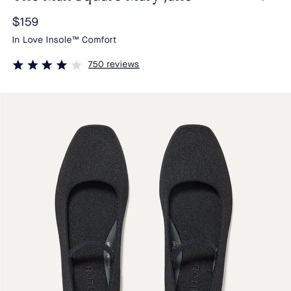 Rothy's The Max Black Square Mary Jane Flats with In Love Insole Size 9.5 NWOT