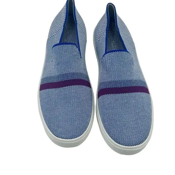 Rothy's The Original Stripe Slip On Sneaker Shoes Comfortable Blue Size W11 NWOT