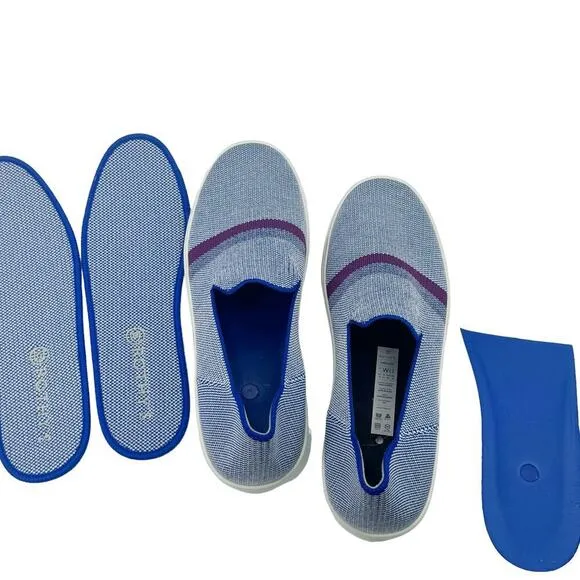 Rothy's The Original Stripe Slip On Sneaker Shoes Comfortable Blue Size W11 NWOT