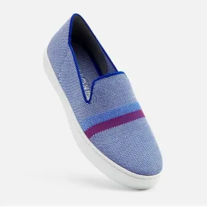 Rothy's The Original Stripe Slip On Sneaker Shoes Comfortable Blue Size W11 NWOT