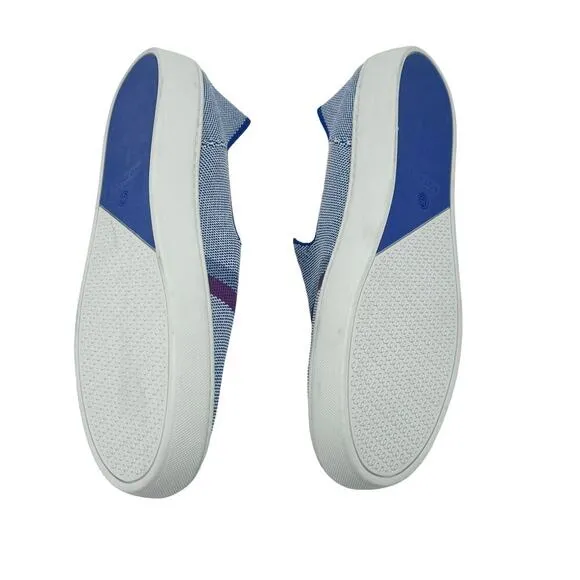 Rothy's The Original Stripe Slip On Sneaker Shoes Comfortable Blue Size W11 NWOT