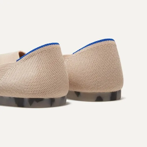 Rothy’s The Point Toe Ballet Flat Slip-On Soft Fabric Beige Size W11.5 NWT