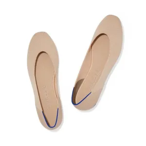 Rothy's The Square Toe Ballet Flat Slip On Comfortable Ecru Tan Size W6 NWOB