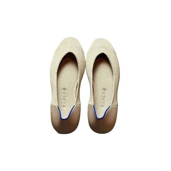 Rothy's The Square Toe Ballet Flat Slip On Comfortable Ecru Tan Size W6 NWOB