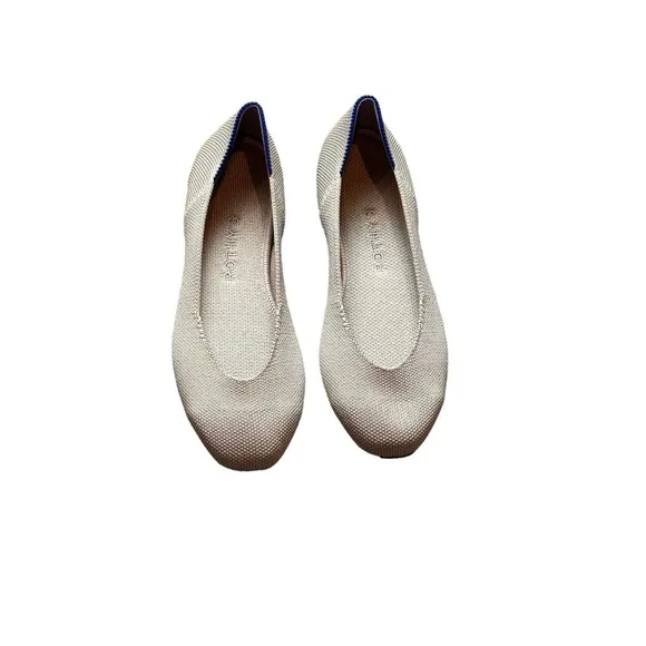 Rothy's The Square Toe Ballet Flat Slip On Comfortable Ecru Tan Size W6 NWOB
