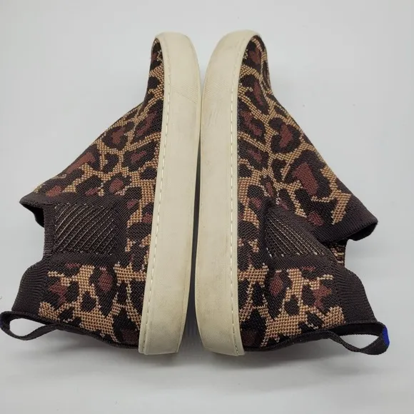 Rothy's Women's 7 Chelsea Boot shoes Wildcat Leopard Print Animal Cat Slip On
