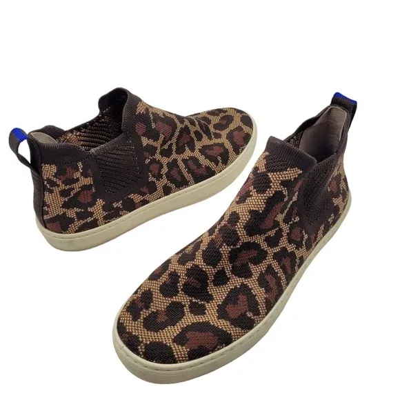 Rothy's Women's 7 Chelsea Boot shoes Wildcat Leopard Print Animal Cat Slip On