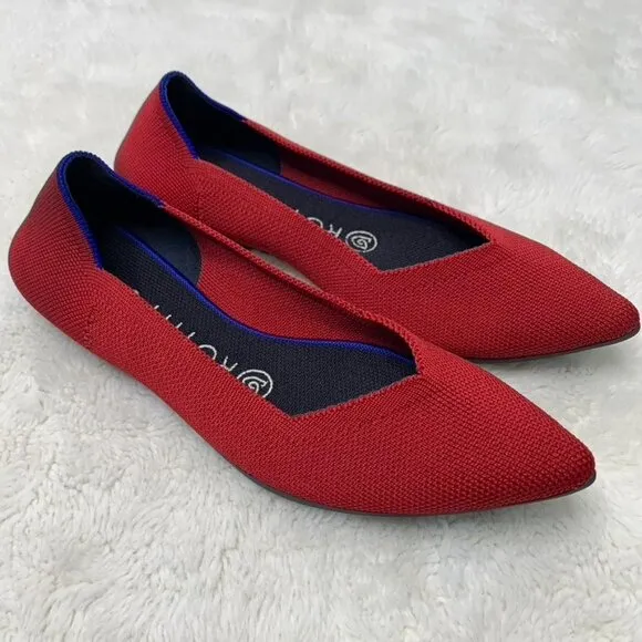 Rothy's Women's Red Chili Le Point Flats Shoes Size 7