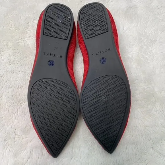 Rothy's Women's Red Chili Le Point Flats Shoes Size 7