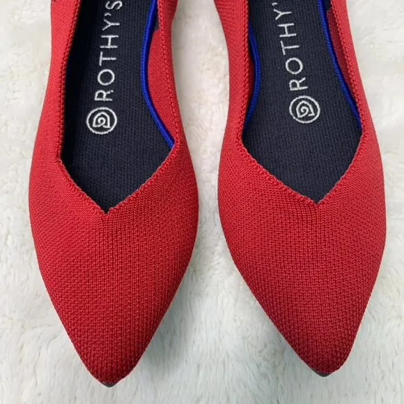 Rothy's Women's Red Chili Le Point Flats Shoes Size 7