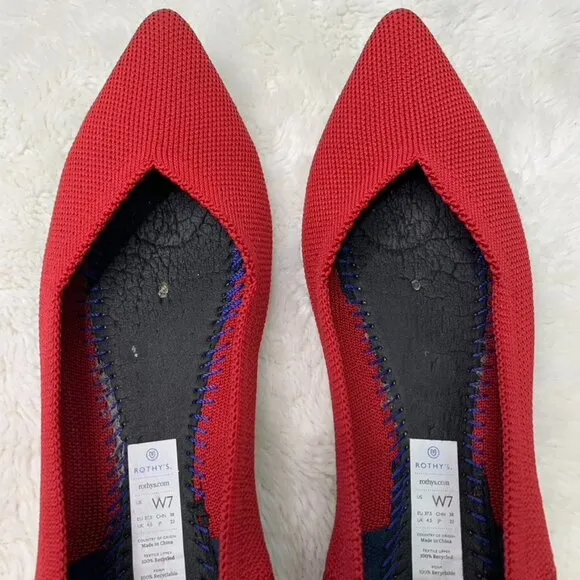 Rothy's Women's Red Chili Le Point Flats Shoes Size 7