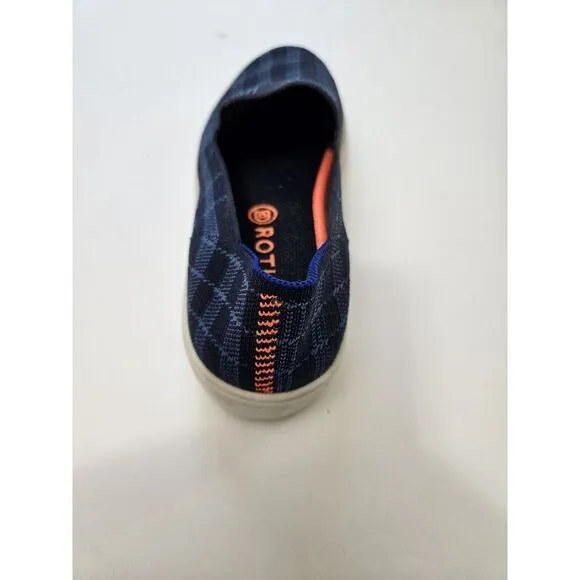 Rothy's Women's The Sneaker Blue Plaid Slip On Sneakers‎ Sz 7.5