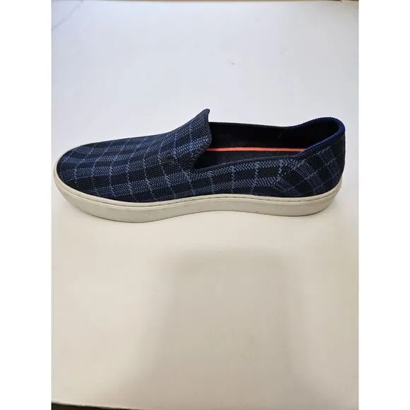 Rothy's Women's The Sneaker Blue Plaid Slip On Sneakers‎ Sz 7.5