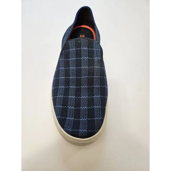 Rothy's Women's The Sneaker Blue Plaid Slip On Sneakers‎ Sz 7.5