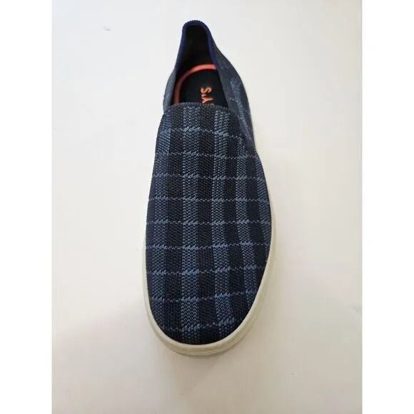 Rothy's Women's The Sneaker Blue Plaid Slip On Sneakers‎ Sz 7.5