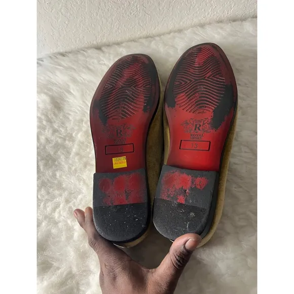 Royal Gold Velvet Dress Shoes with gold Lion Head Men Size 13