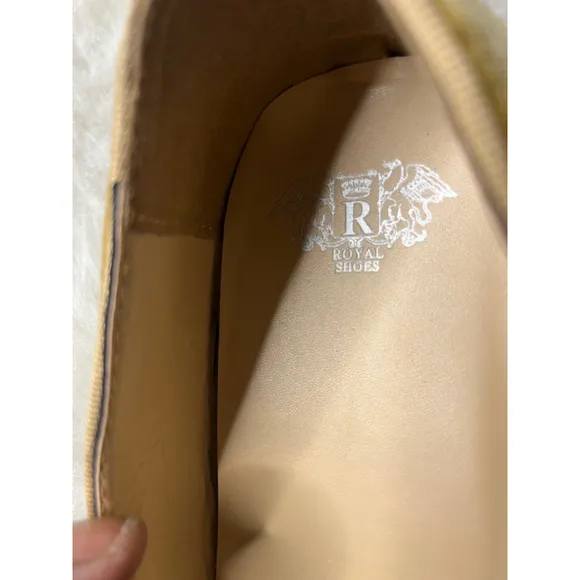 Royal Gold Velvet Dress Shoes with gold Lion Head Men Size 13