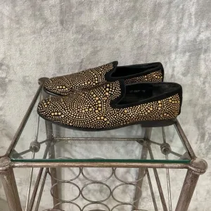 ROYAL Men's sz. 10 Dress Shoes Rhinestone Stage Tuxedo Smoker Loafer gold Formal