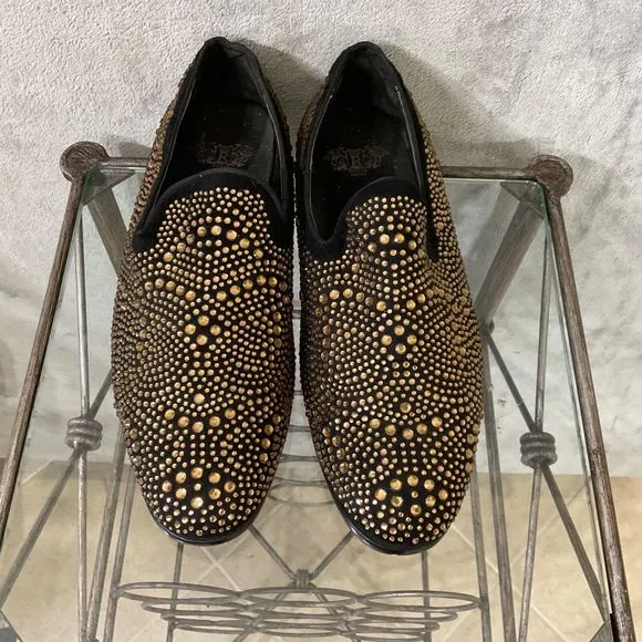 ROYAL Men's sz. 10 Dress Shoes Rhinestone Stage Tuxedo Smoker Loafer gold Formal