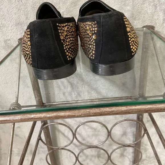 ROYAL Men's sz. 10 Dress Shoes Rhinestone Stage Tuxedo Smoker Loafer gold Formal