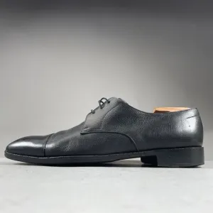 Salvatore Ferragamo Men’s 10 D Black Pebbled Leather Cap Toe Oxford Dress Shoes