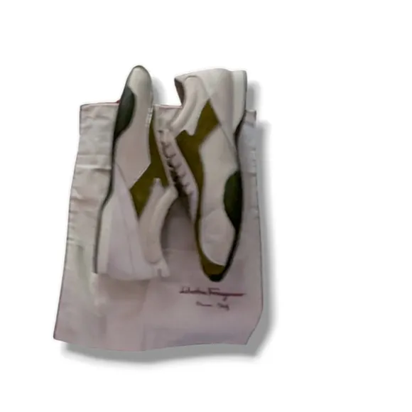 Salvatore Ferragamo Men's White and Green Shoes