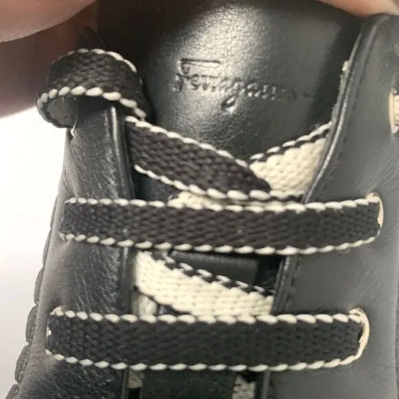 Salvatore Ferragamo Black Leather Perforated Shoes