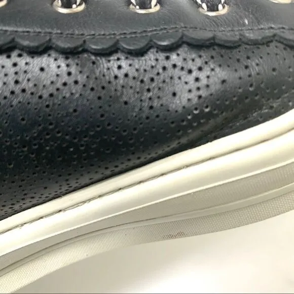 Salvatore Ferragamo Black Leather Perforated Shoes