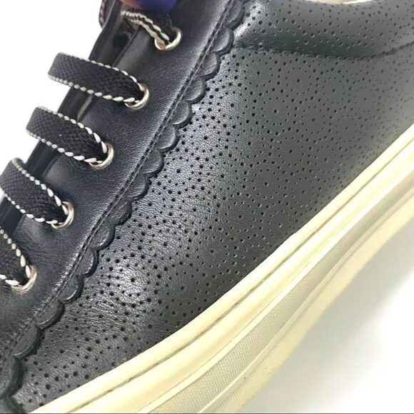 Salvatore Ferragamo Black Leather Perforated Shoes