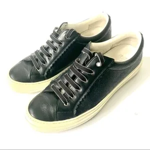 Salvatore Ferragamo Black Leather Perforated Shoes