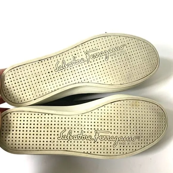Salvatore Ferragamo Black Leather Perforated Shoes