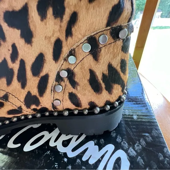 Sam Edelman Dyed Calf Hair Studded and Belted Moto Boots NIB Sz 6  Fall Season!