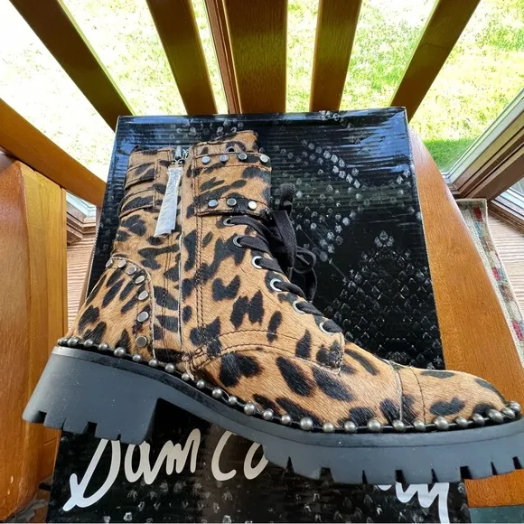 Sam Edelman Dyed Calf Hair Studded and Belted Moto Boots NIB Sz 6  Fall Season!