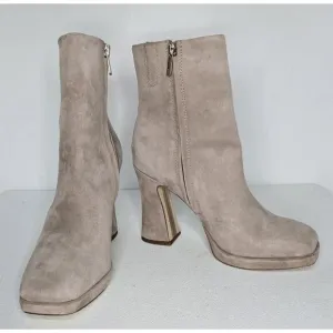 SAM EDELMAN JAYE PLATFORM ANKLE BOOTS HEELS TAUPE SUEDE WOMEN'S SZ 7. 5 B