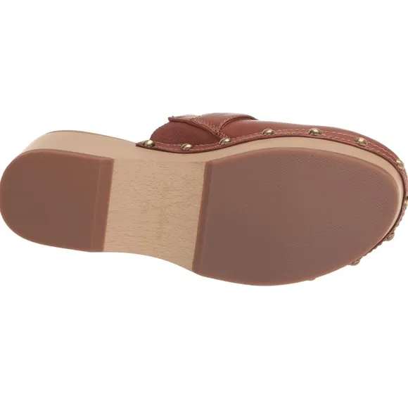 Sam Edelman Kaye Clog Shoes Slip On Leather Embellished Slippers NEW Brown Gold